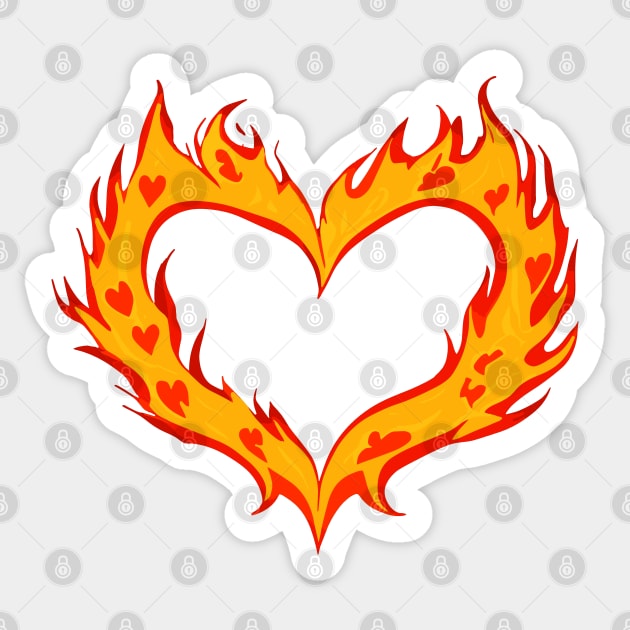 Torching Flame Heart | Valentine's Day Sticker by Basic Corner